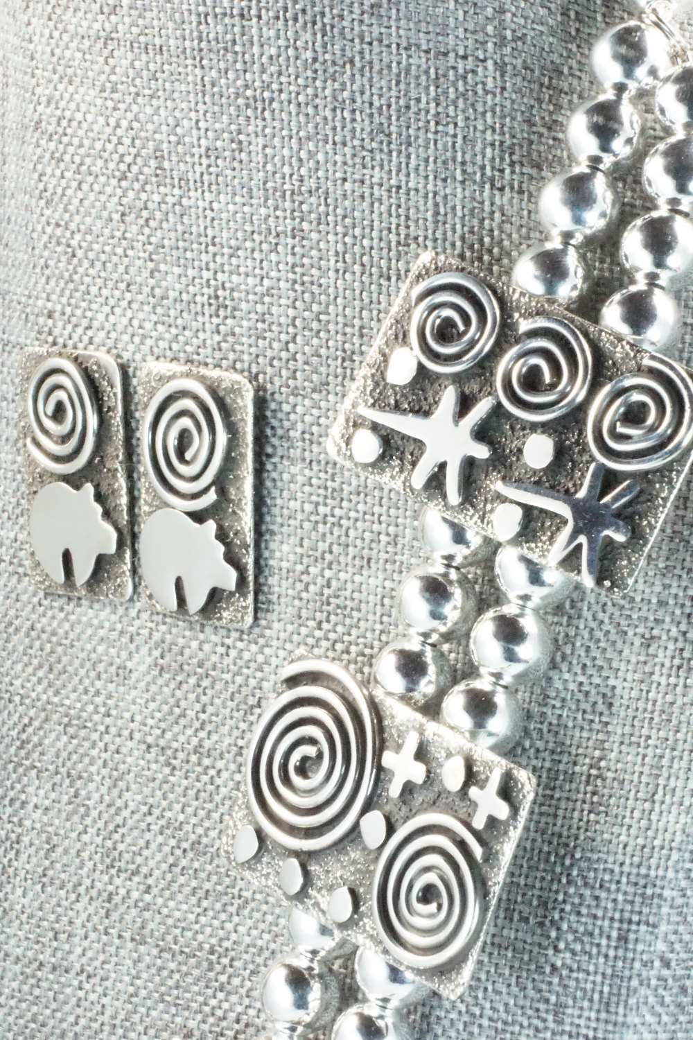 Sterling Silver Squash Blossom Necklace and Earrings - Alex Sanchez
