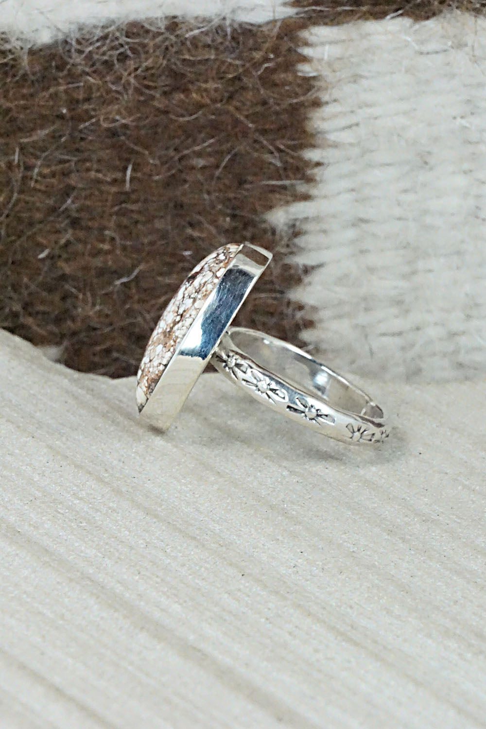 Wild Horse & Sterling Silver Ring - Fannie Platero - Size 7