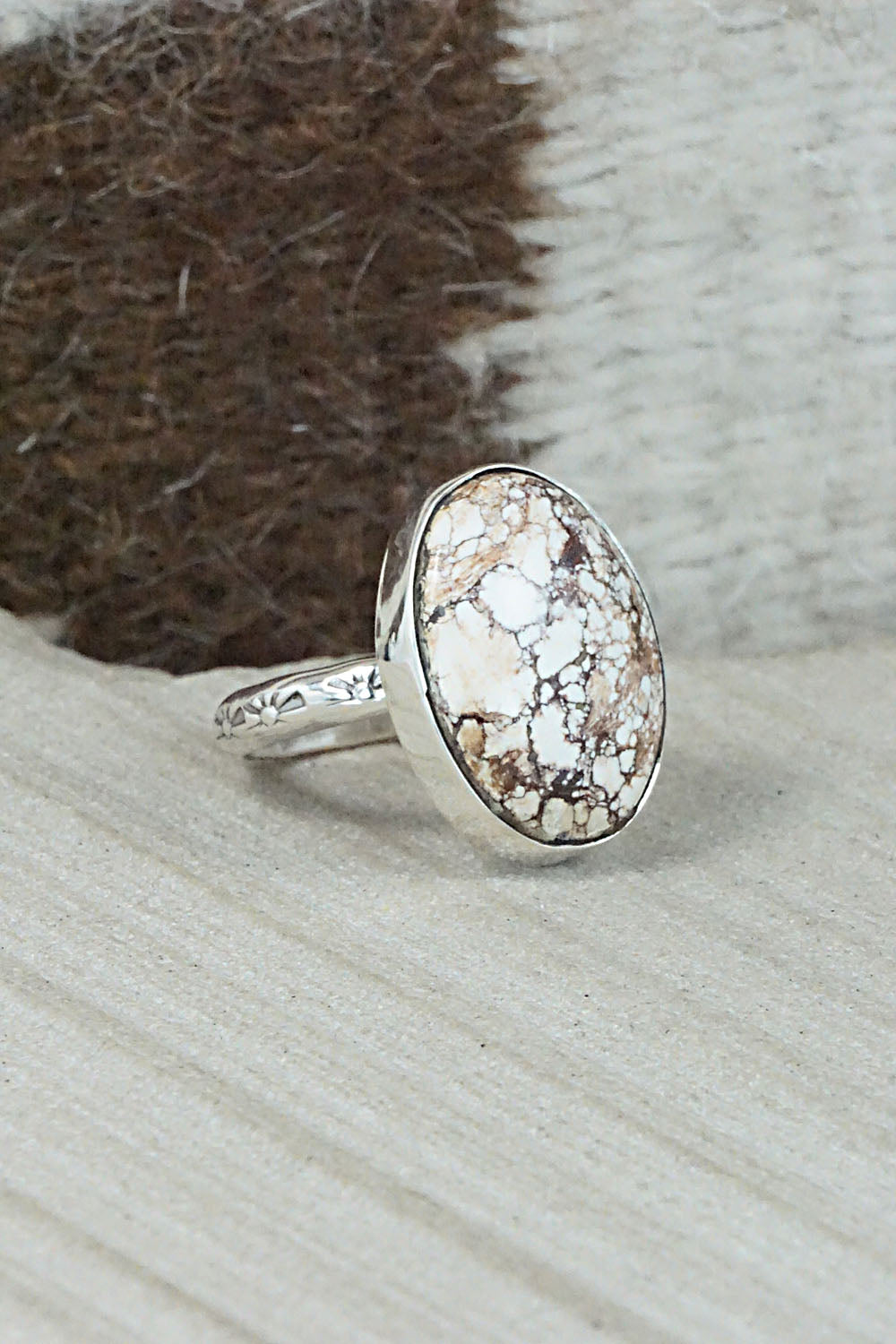 Wild Horse & Sterling Silver Ring - Fannie Platero - Size 7