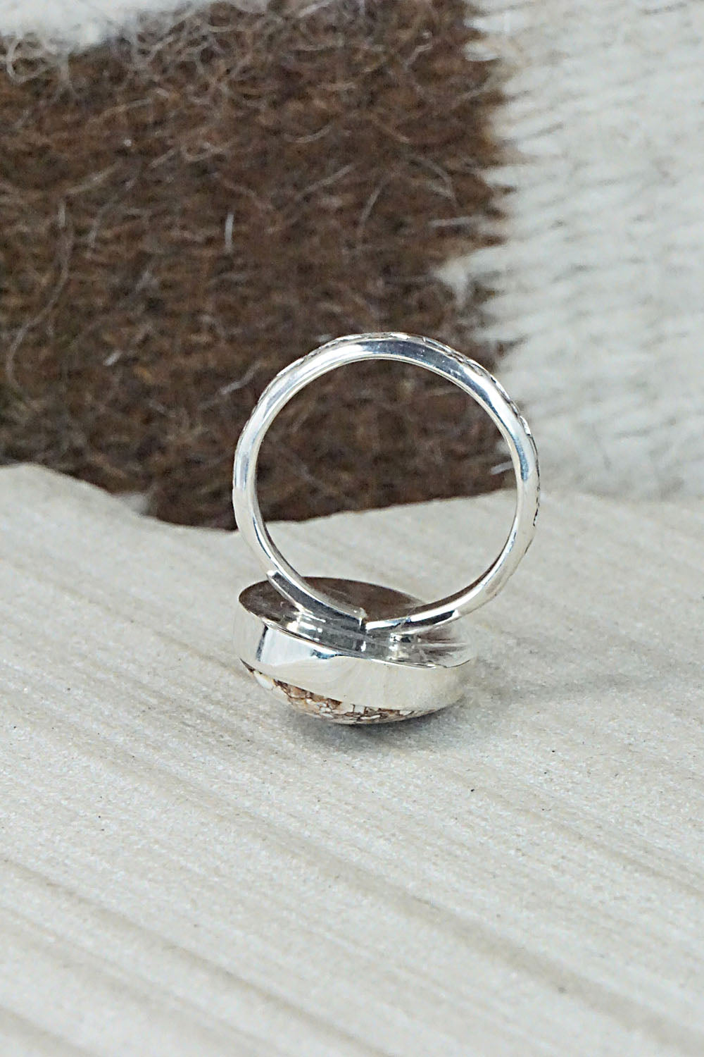 Wild Horse & Sterling Silver Ring - Fannie Platero - Size 7