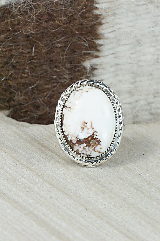 Wild Horse & Sterling Silver Ring - Fannie Platero - Size 8