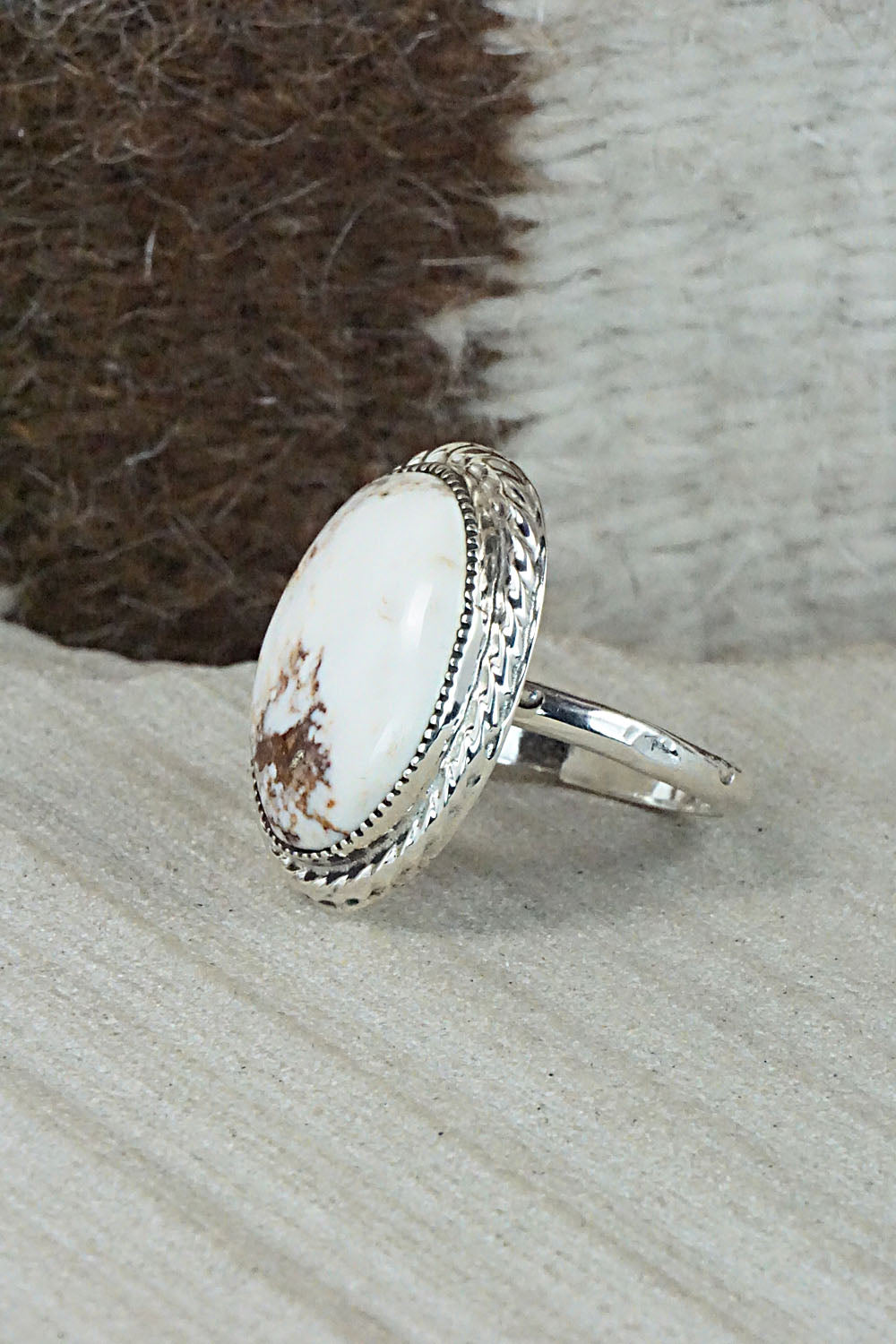 Wild Horse & Sterling Silver Ring - Fannie Platero - Size 8
