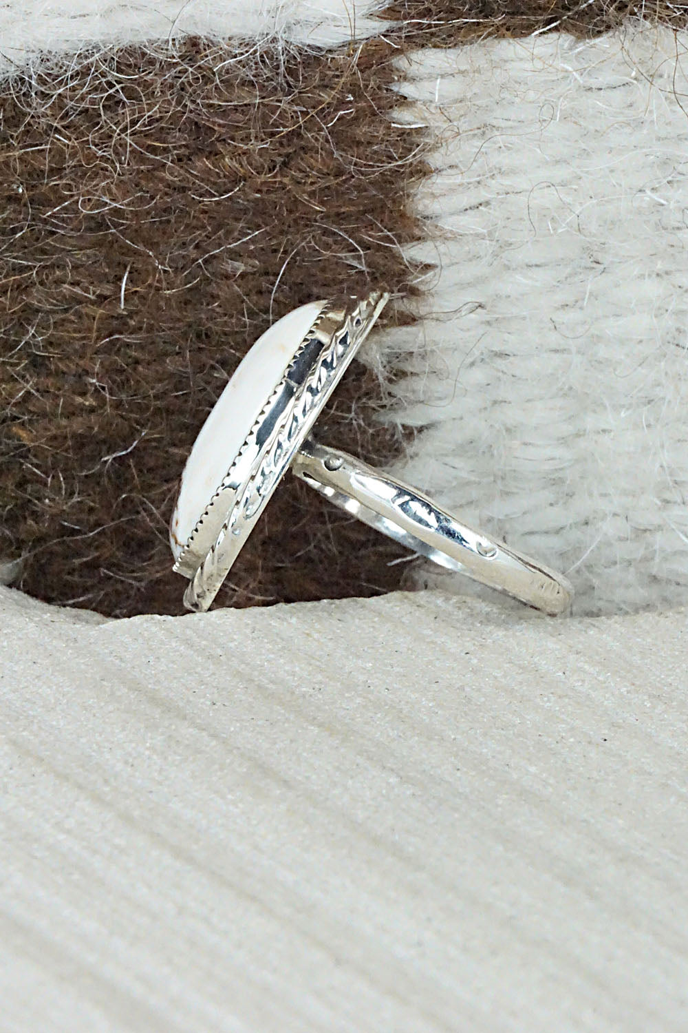 Wild Horse & Sterling Silver Ring - Fannie Platero - Size 8