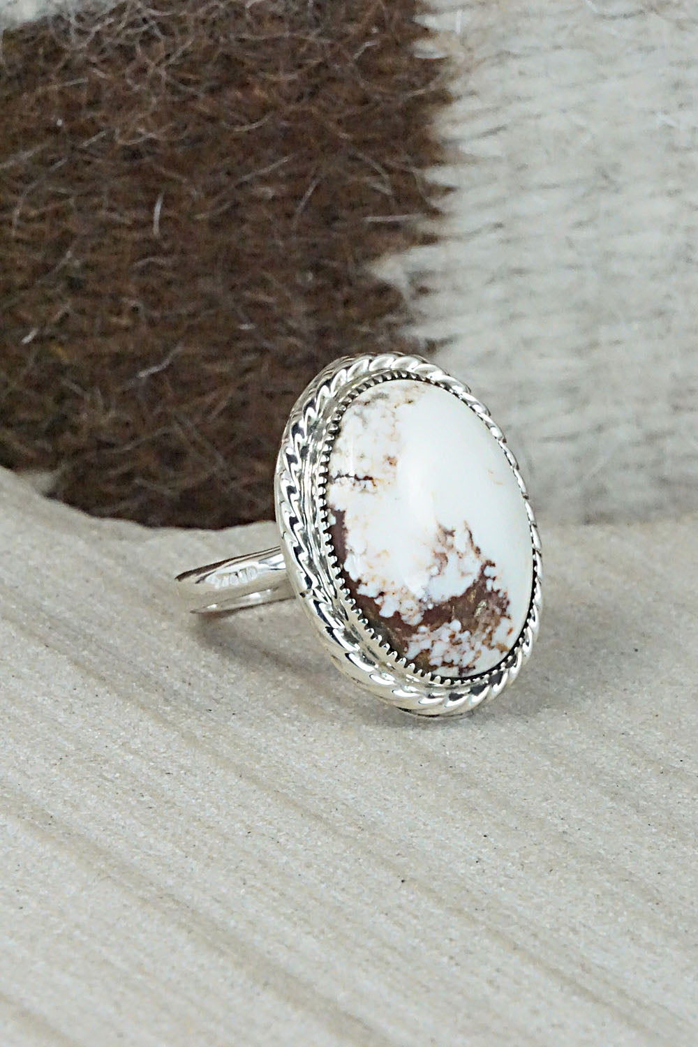 Wild Horse & Sterling Silver Ring - Fannie Platero - Size 8