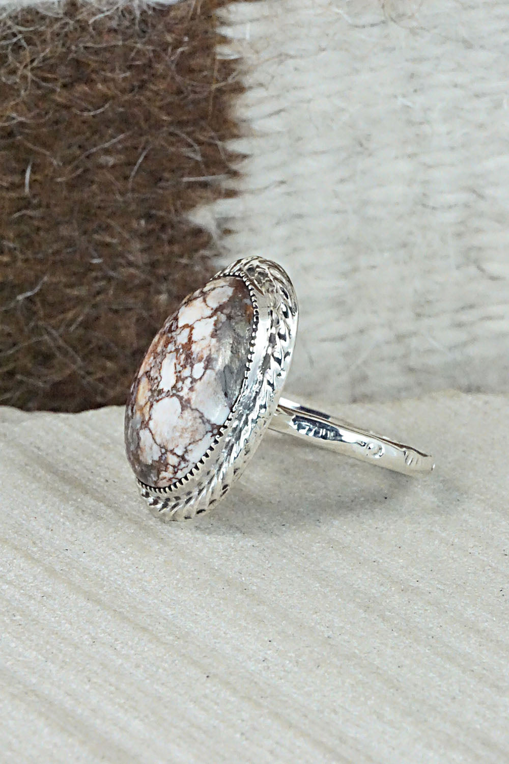 Wild Horse & Sterling Silver Ring - Fannie Platero - Size 10
