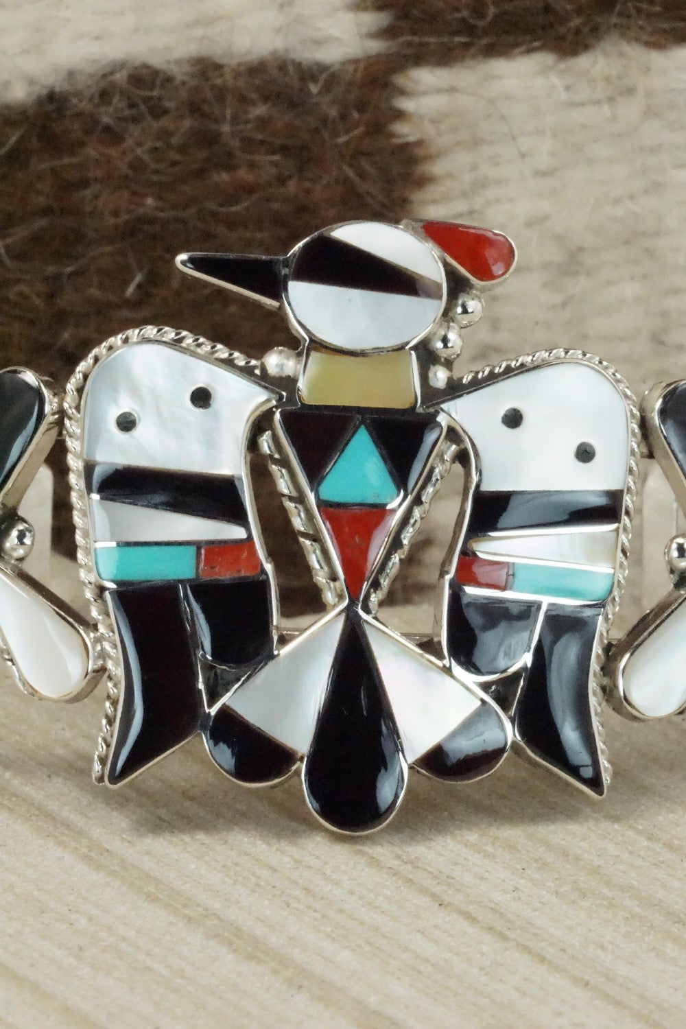 Multi Stone & Sterling Silver Inlay Bracelet - Bobby Shack