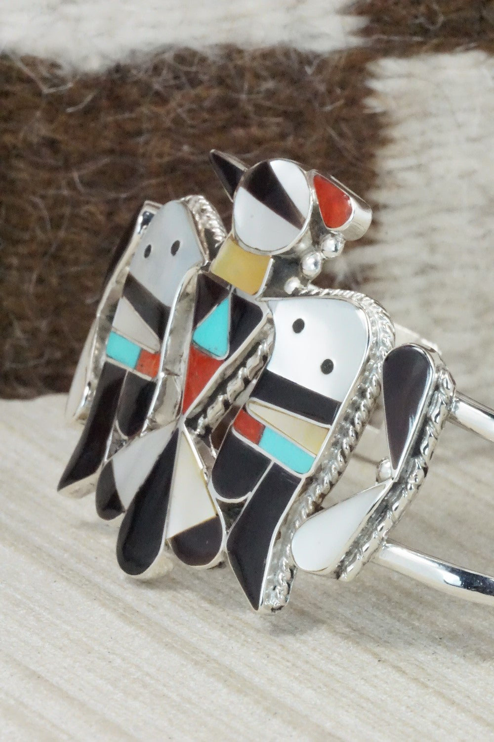 Multi Stone & Sterling Silver Inlay Bracelet - Bobby Shack