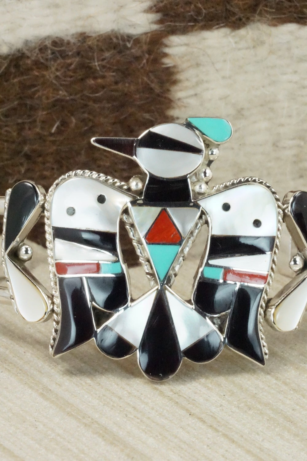 Multi Stone & Sterling Silver Inlay Bracelet - Bobby Shack