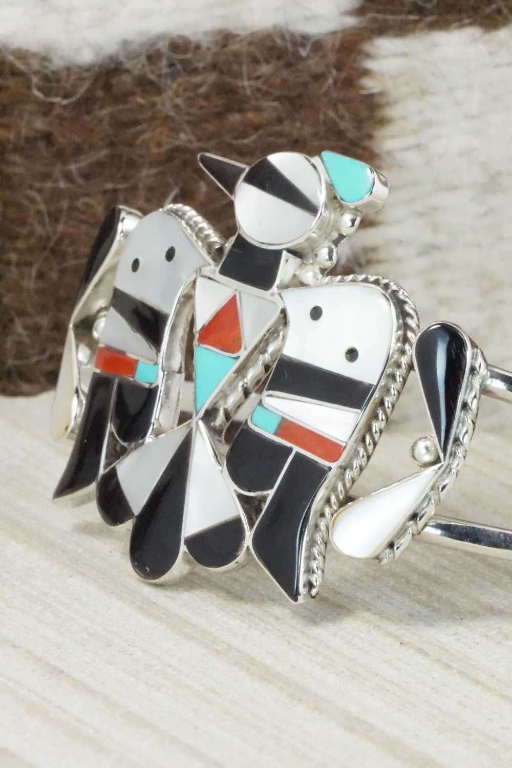 Multi Stone & Sterling Silver Inlay Bracelet - Bobby Shack
