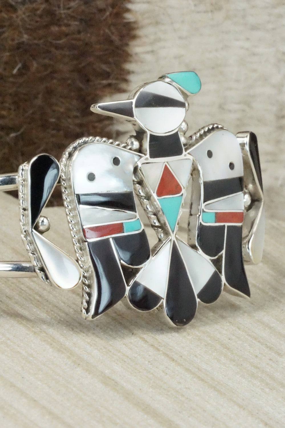 Multi Stone & Sterling Silver Inlay Bracelet - Bobby Shack