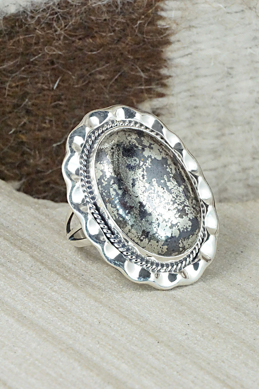 Marcasite & Sterling Silver Ring - Samuel Yellowhair - Size 7