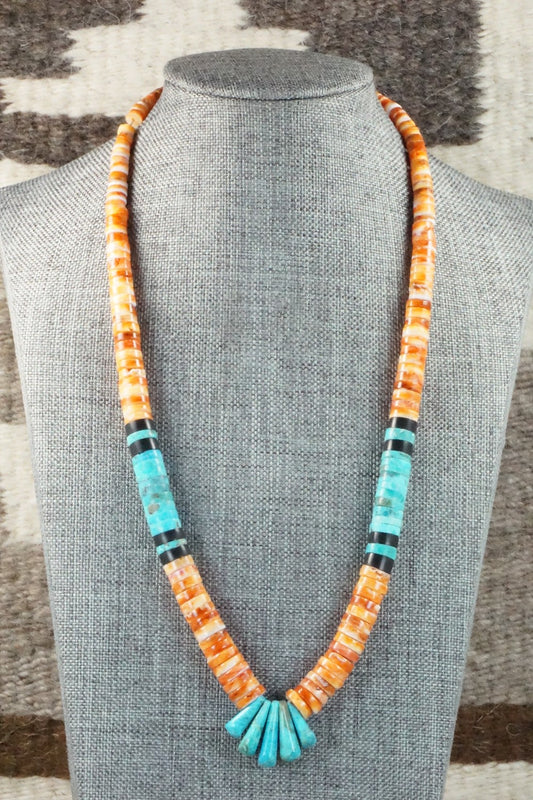 Spiny Oyster & Turquoise Necklace - Lupe Lovato
