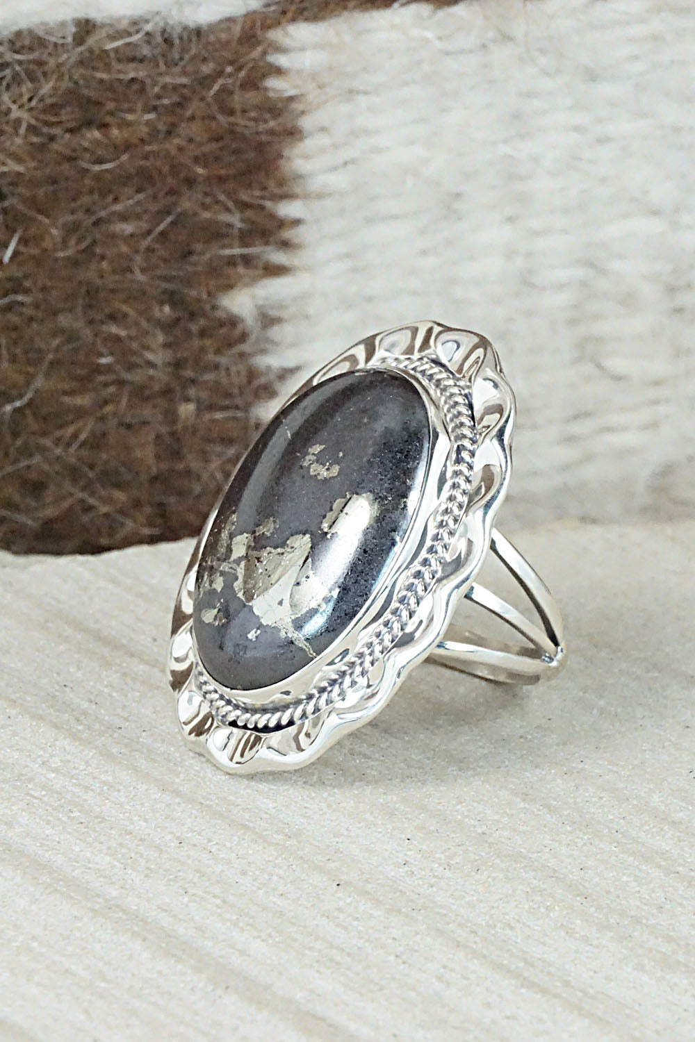 Marcasite & Sterling Silver Ring - Samuel Yellowhair - Size 7.25