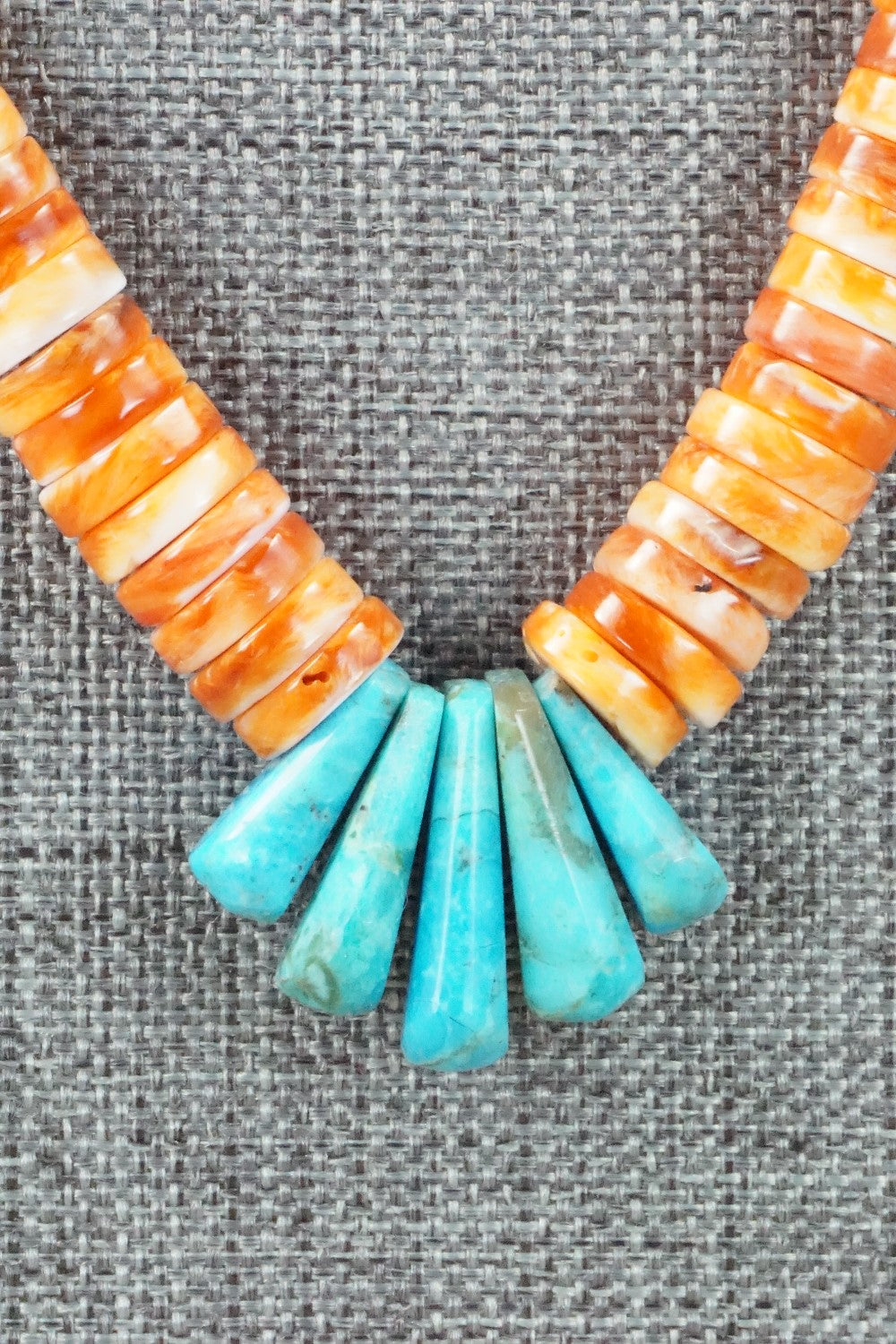 Spiny Oyster & Turquoise Necklace - Lupe Lovato