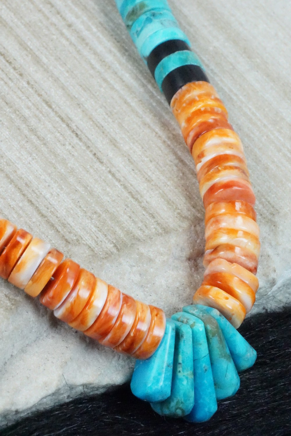 Spiny Oyster & Turquoise Necklace - Lupe Lovato