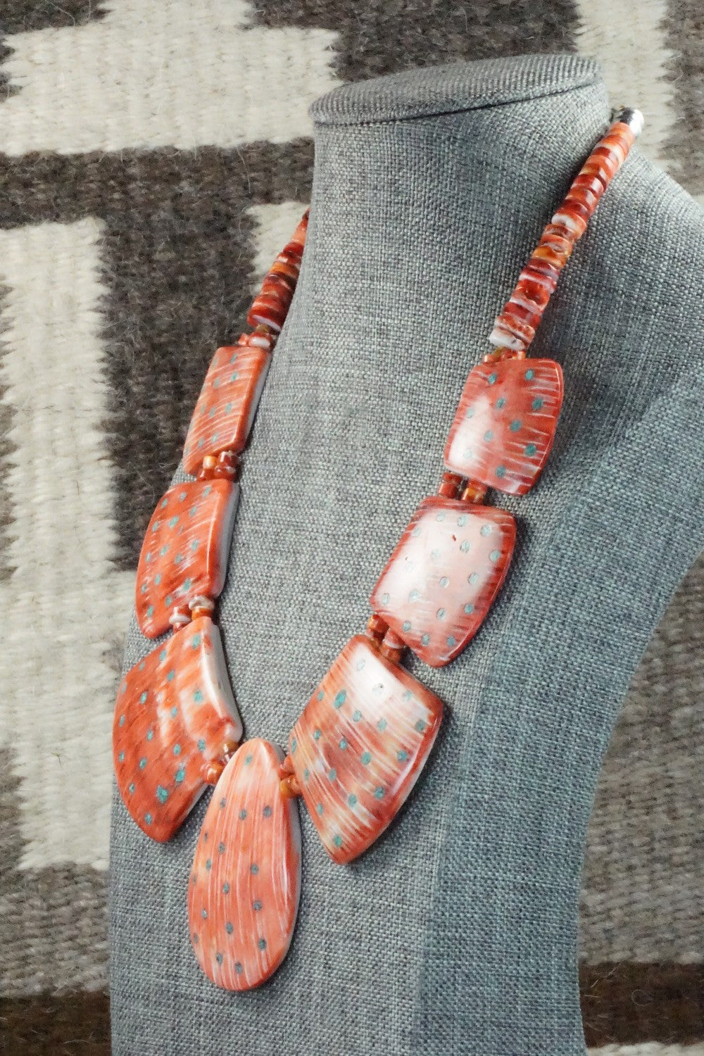 Spiny Oyster and Turquoise Necklace - Joe Garcia