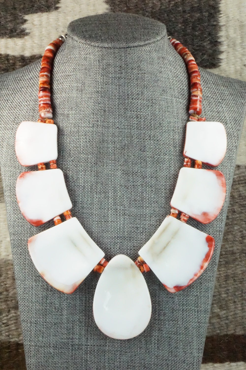 Spiny Oyster and Turquoise Necklace - Joe Garcia
