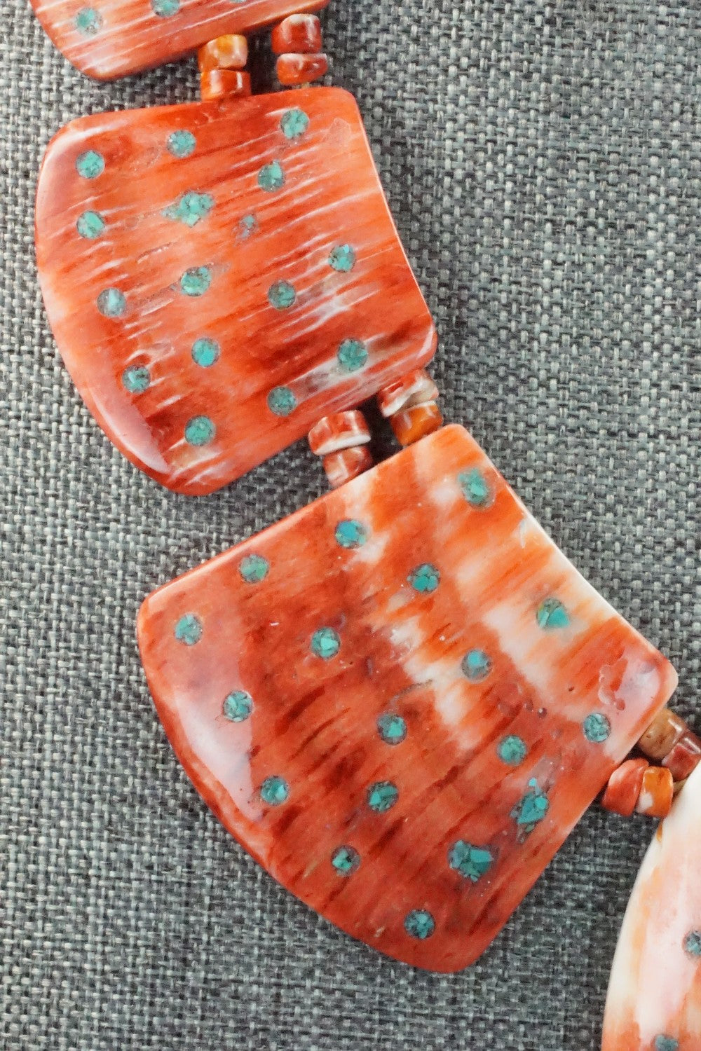Spiny Oyster and Turquoise Necklace - Joe Garcia