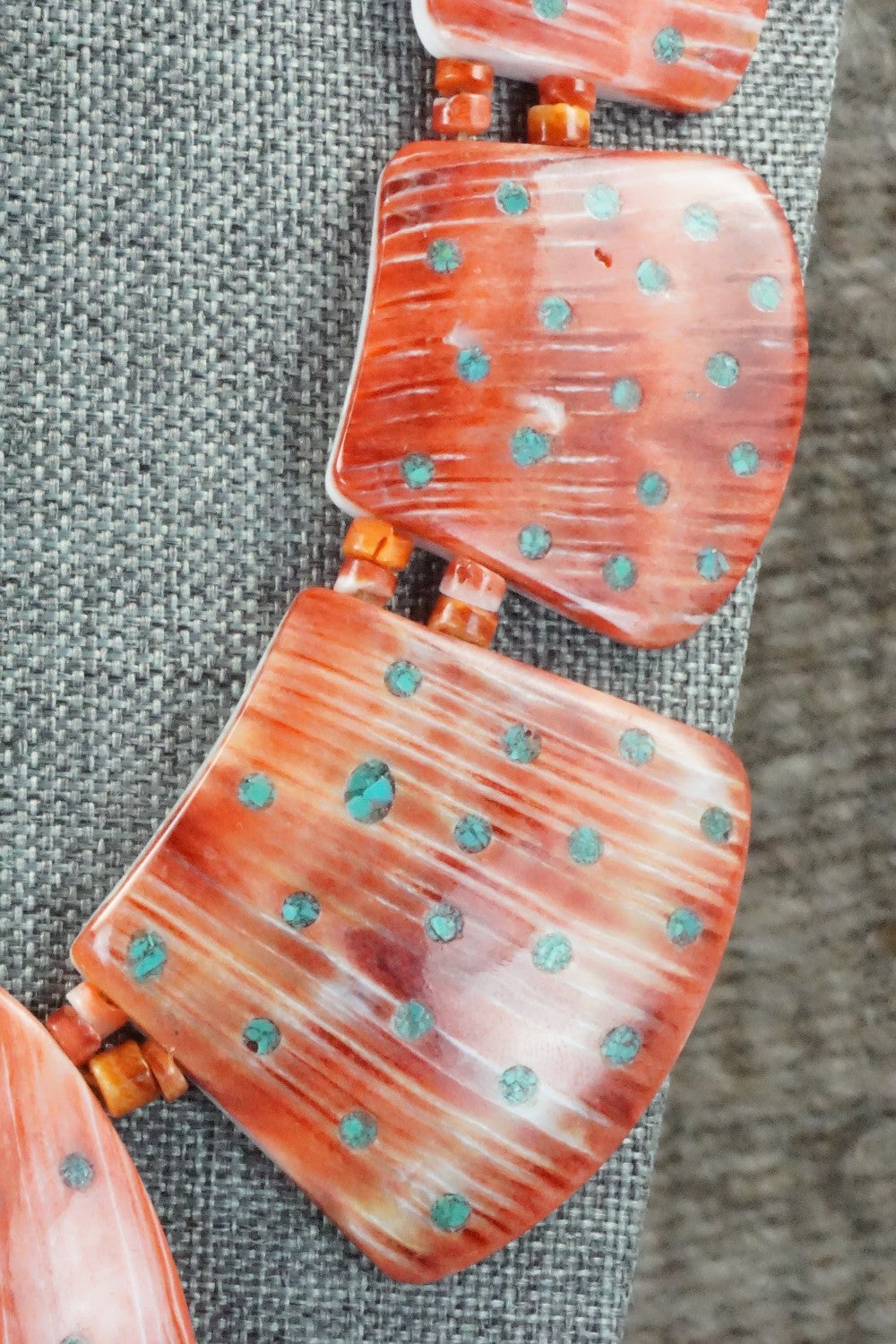 Spiny Oyster and Turquoise Necklace - Joe Garcia