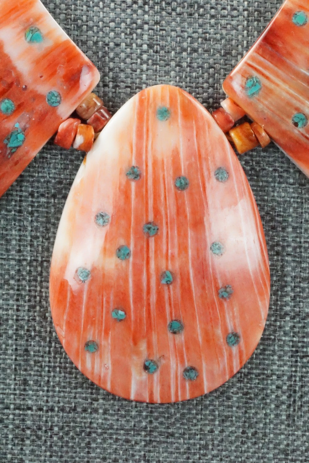 Spiny Oyster and Turquoise Necklace - Joe Garcia