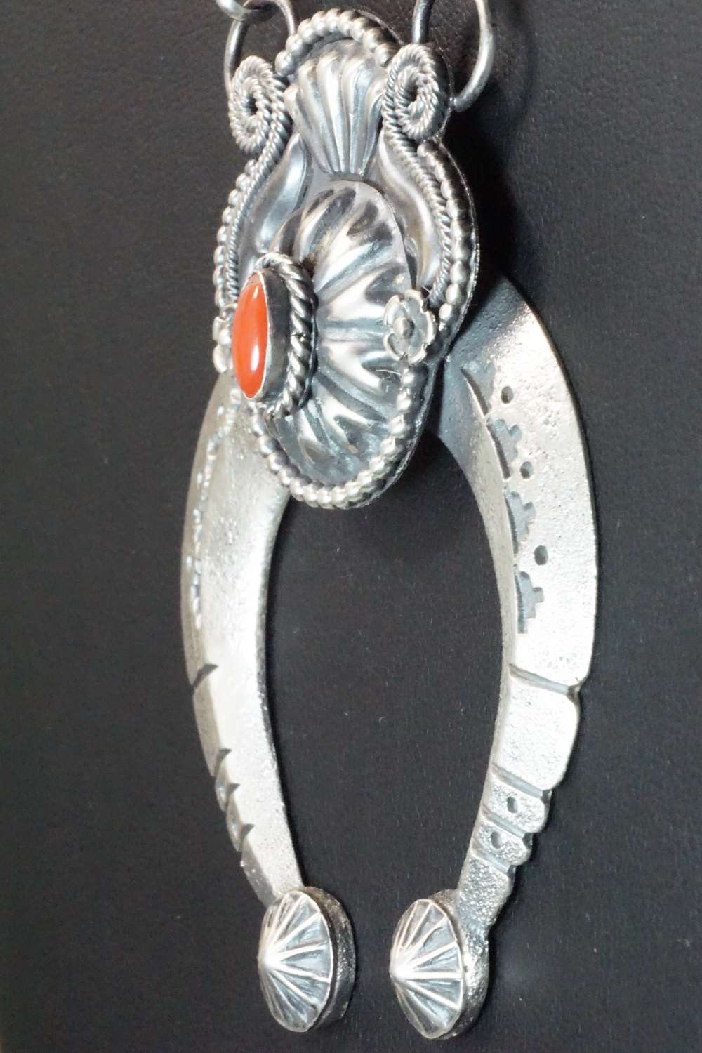 Coral & Sterling Silver Squash Blossom Necklace and Earrings - Hemerson Brown