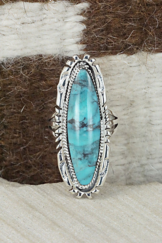 Turquoise & Sterling Silver Ring - Marie Jones - Size 8
