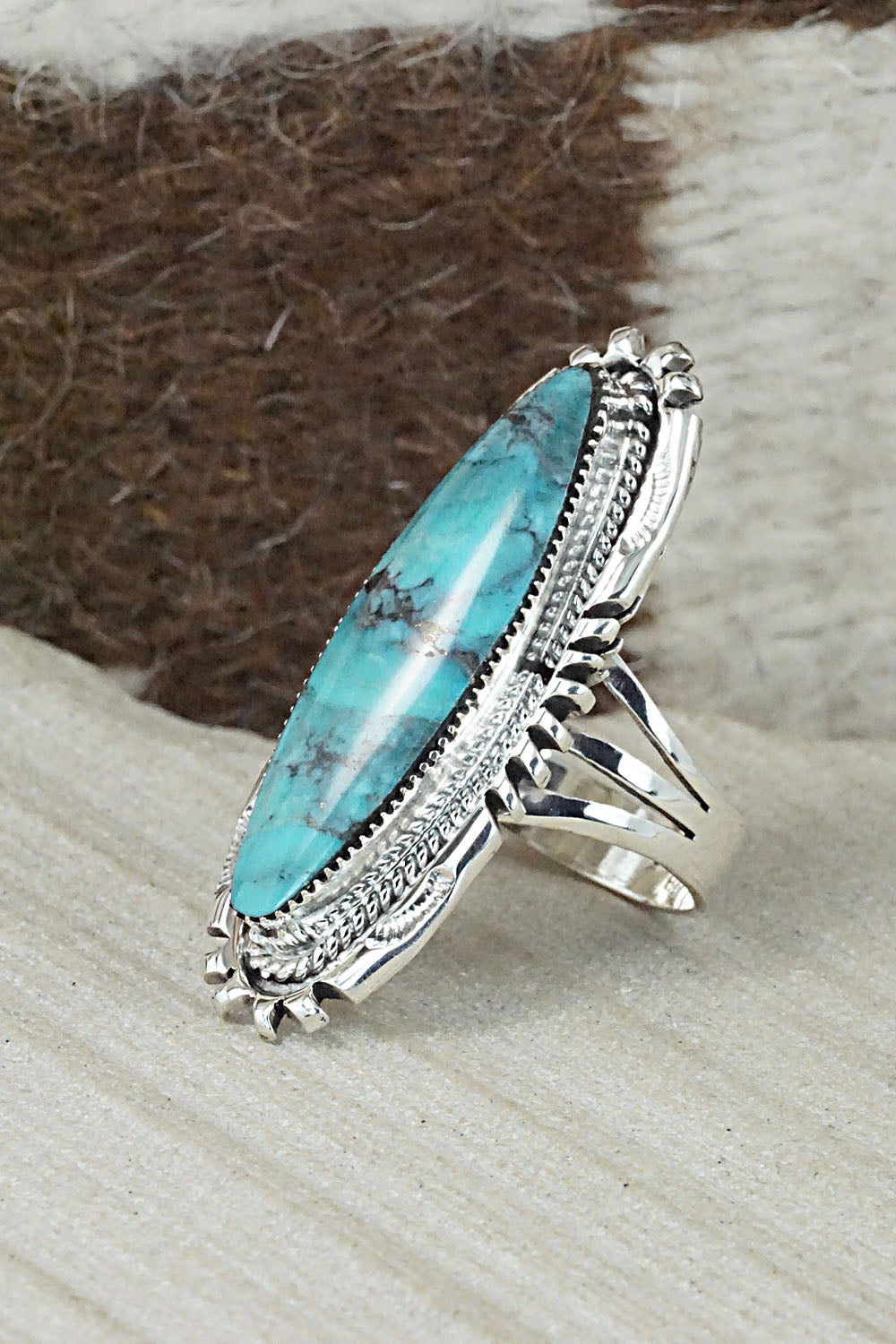 Turquoise & Sterling Silver Ring - Marie Jones - Size 8