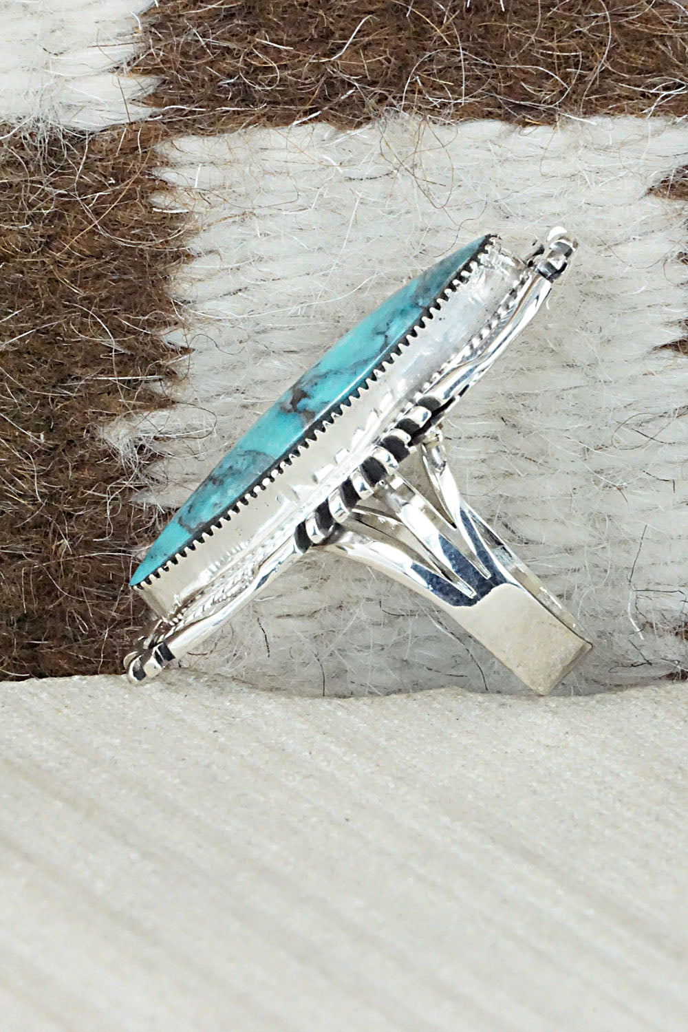 Turquoise & Sterling Silver Ring - Marie Jones - Size 8