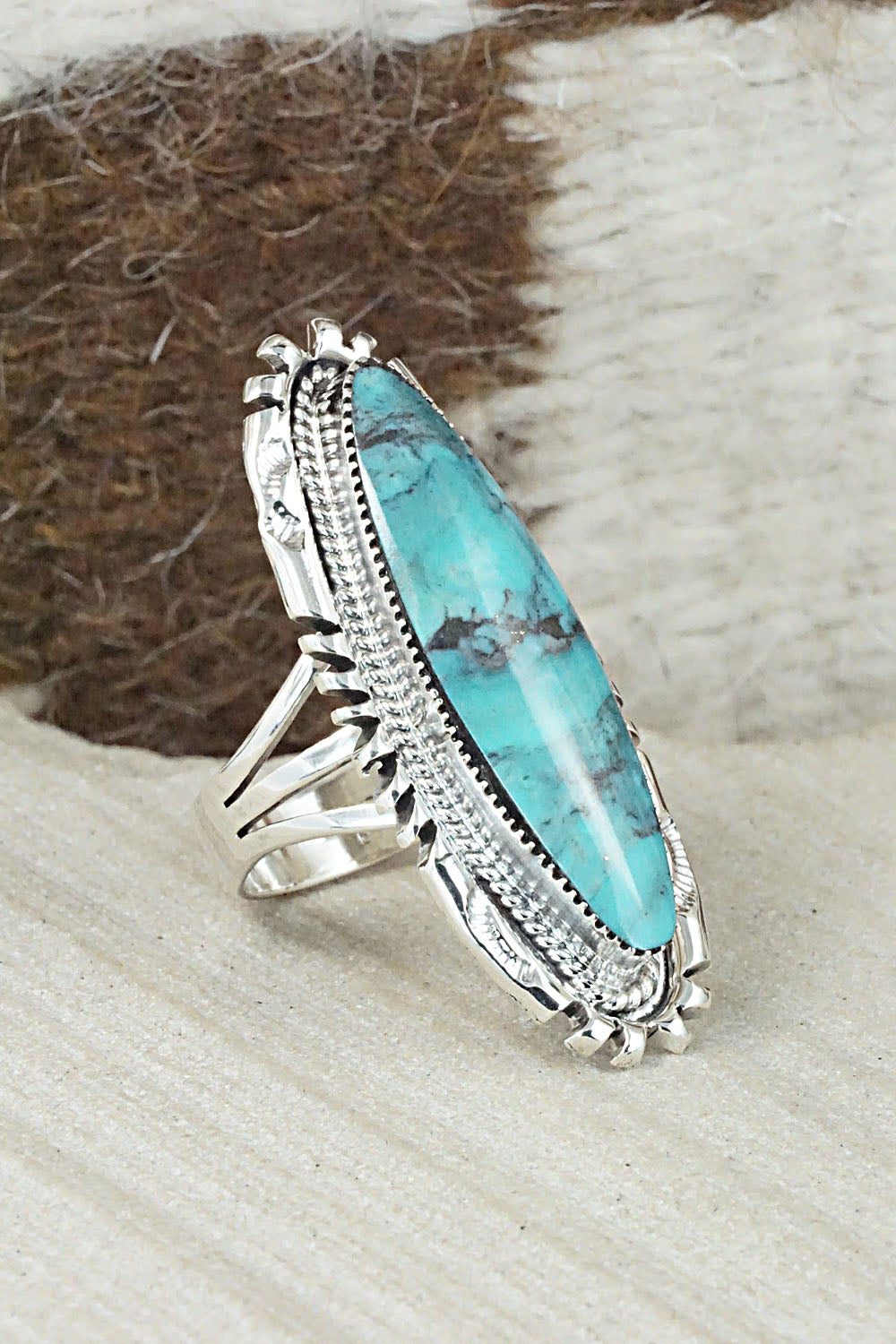 Turquoise & Sterling Silver Ring - Marie Jones - Size 8