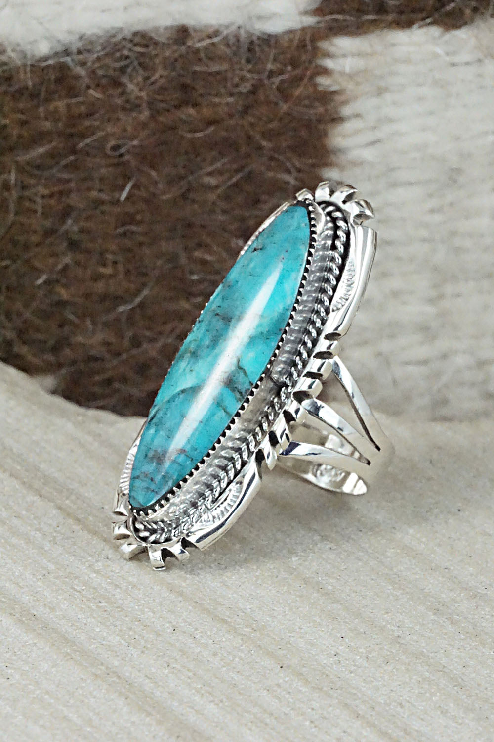 Turquoise & Sterling Silver Ring - Marie Jones - Size 7.5