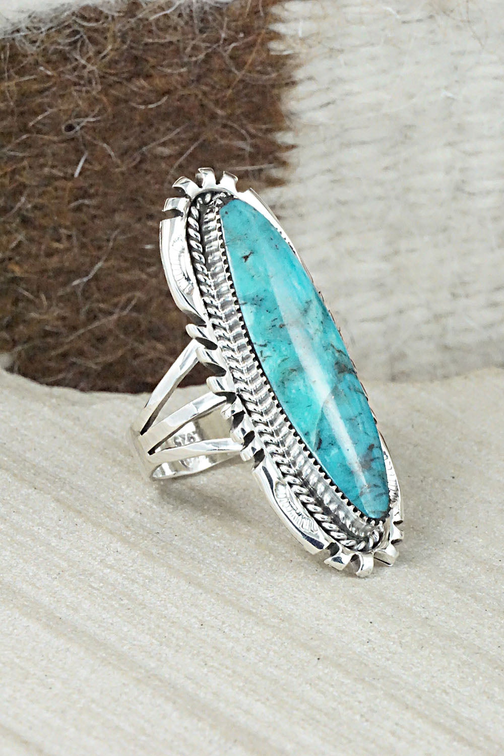 Turquoise & Sterling Silver Ring - Marie Jones - Size 7.5