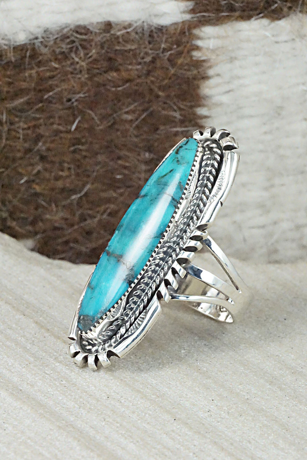 Turquoise & Sterling Silver Ring - Marie Jones - Size 8.75