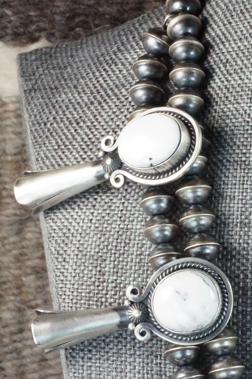 White Buffalo & Sterling Silver Squash Blossom Set - Derrick Gordon