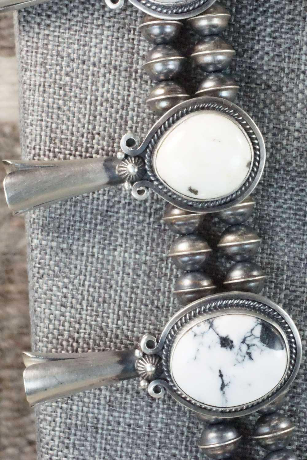 White Buffalo & Sterling Silver Squash Blossom Set - Derrick Gordon
