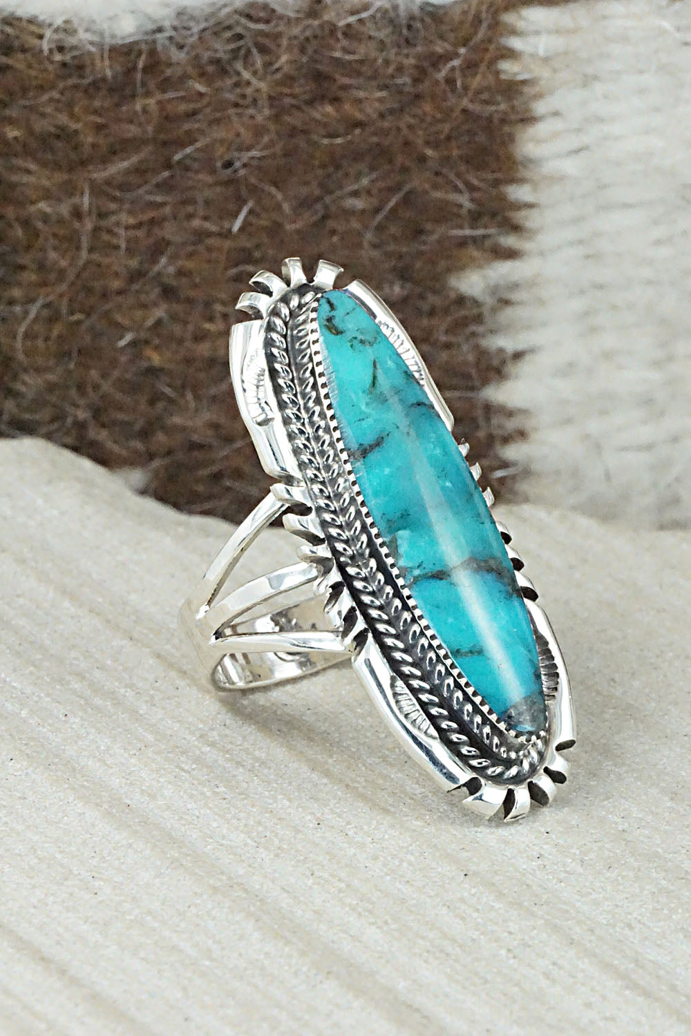 Turquoise & Sterling Silver Ring - Marie Jones - Size 8.75
