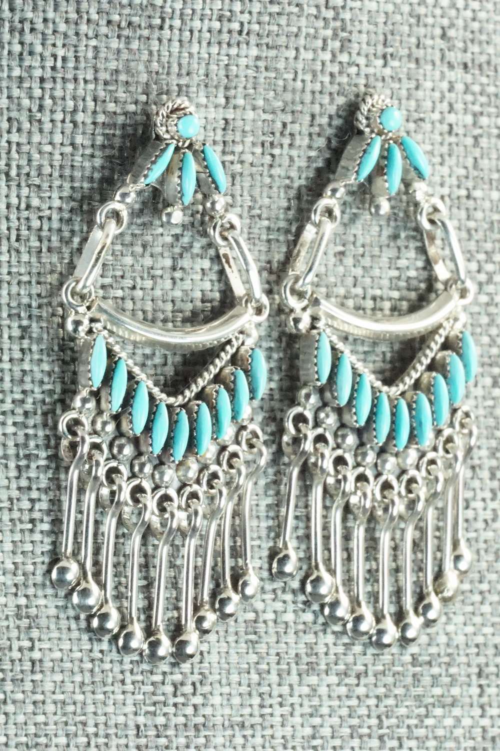 Turquoise & Sterling Silver Earrings - Stewart Nakatewa