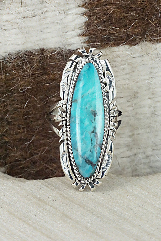Turquoise & Sterling Silver Ring - Marie Jones - Size 8.75