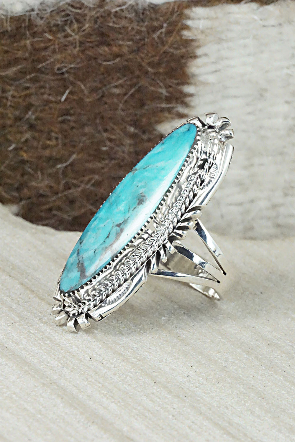 Turquoise & Sterling Silver Ring - Marie Jones - Size 8.75