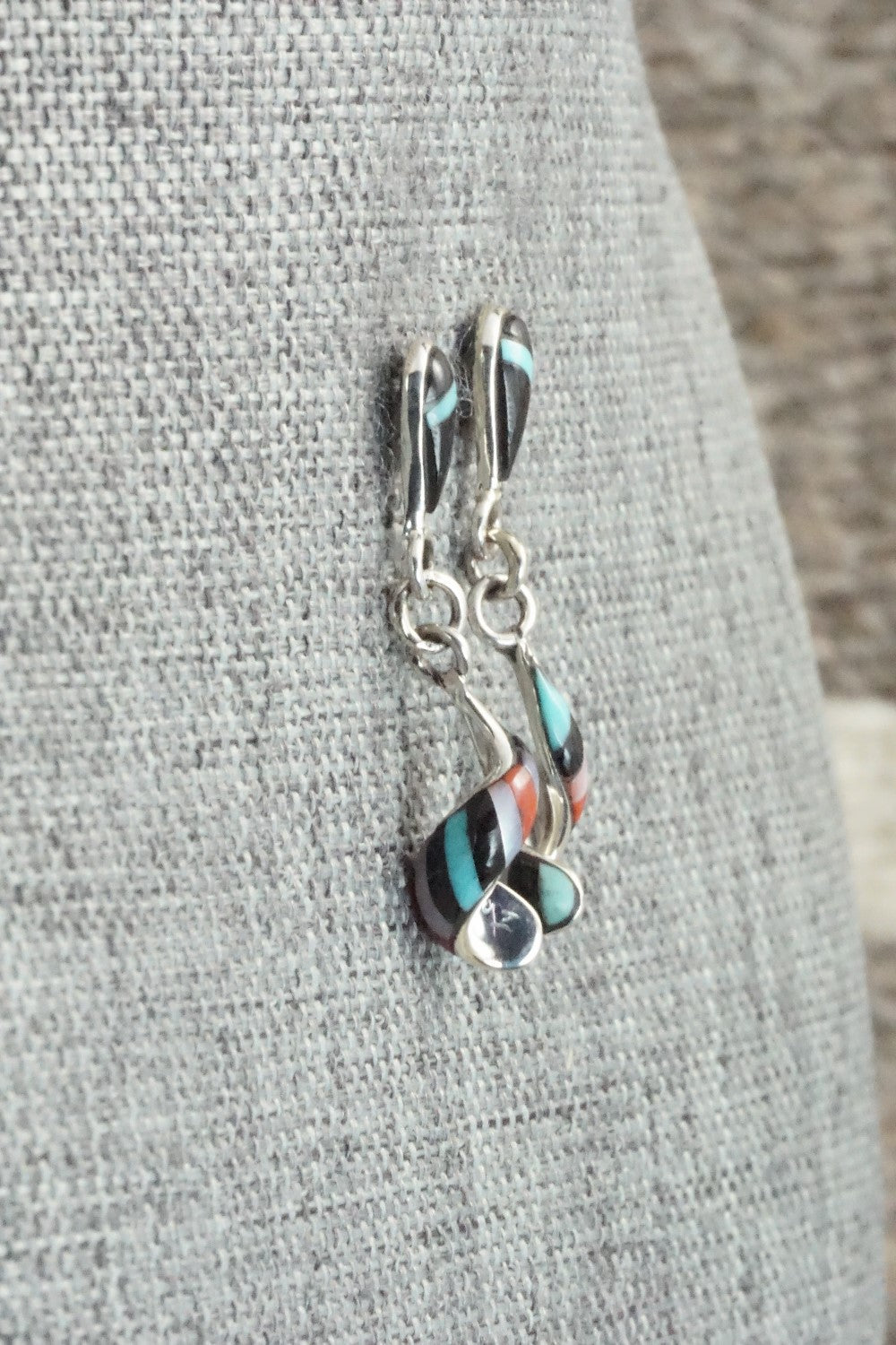 Multi Stone & Sterling Silver Inlay Earrings - Idella Edaakie