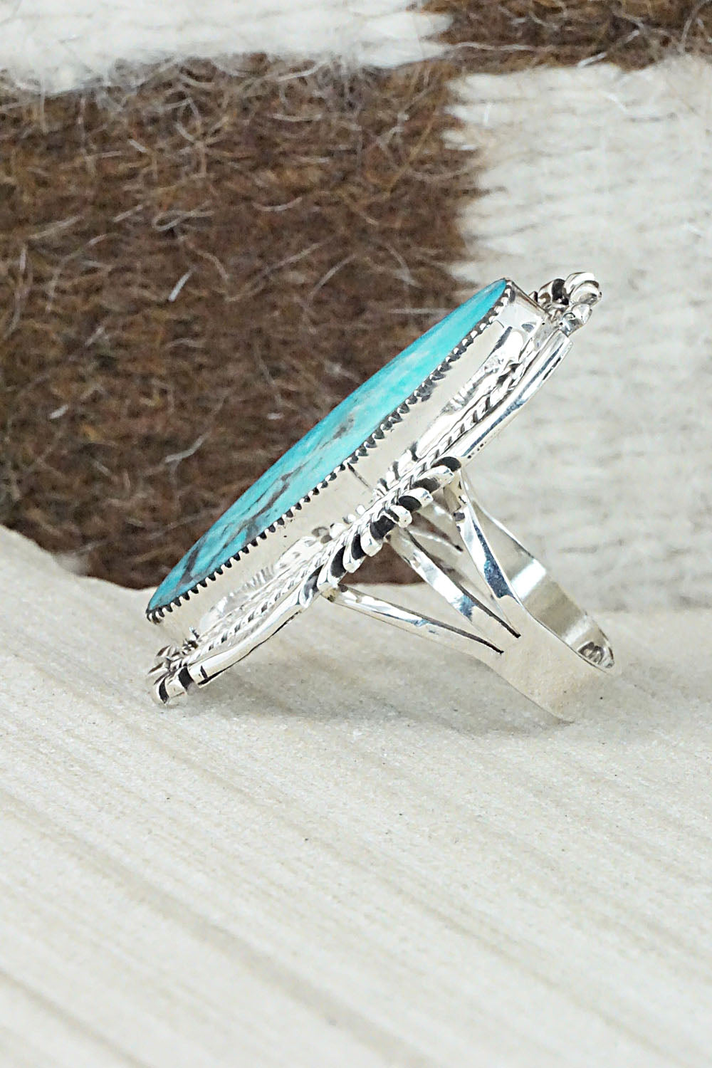 Turquoise & Sterling Silver Ring - Marie Jones - Size 8.75
