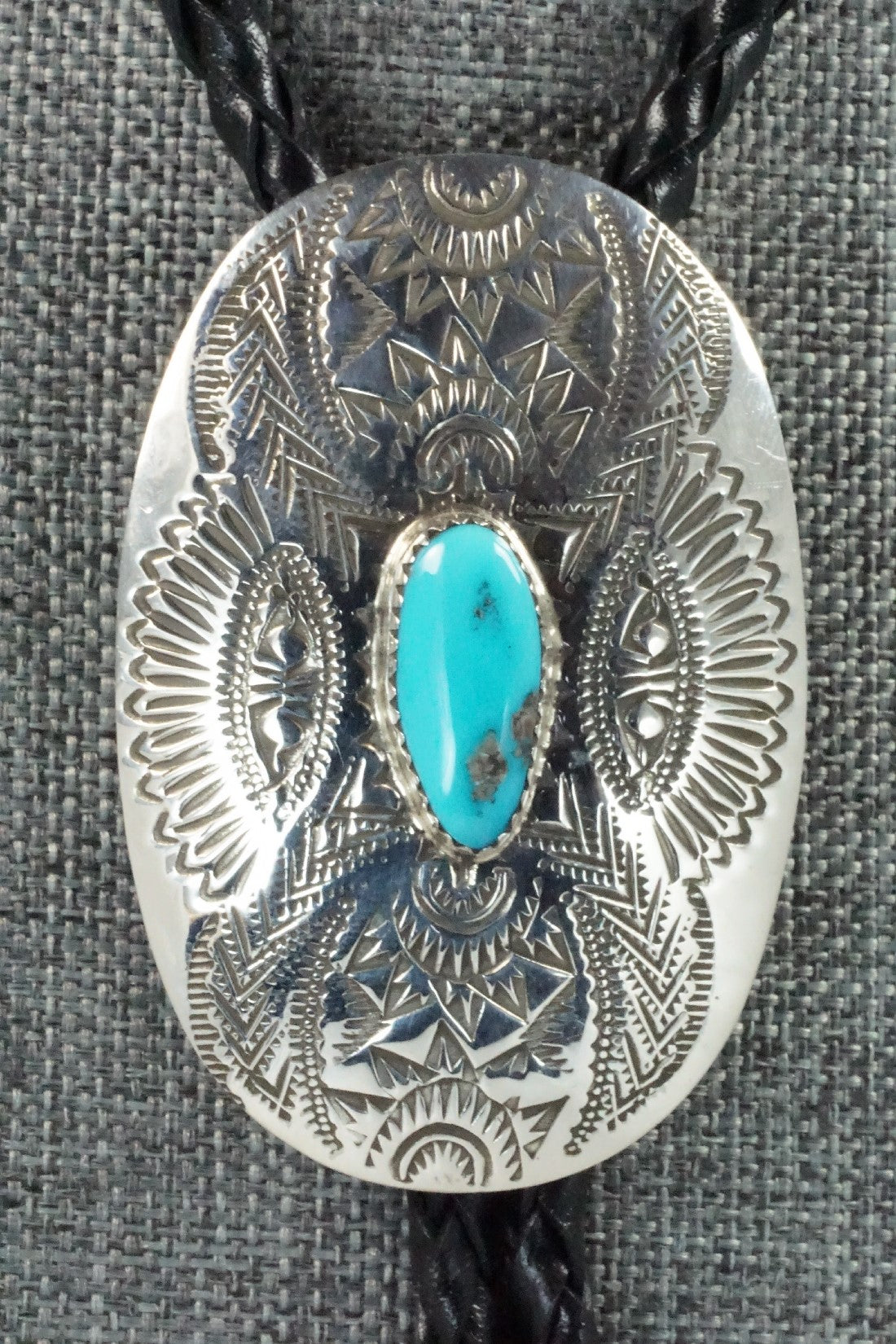 Turquoise & Sterling Silver Bolo Tie - Shirley Skeets