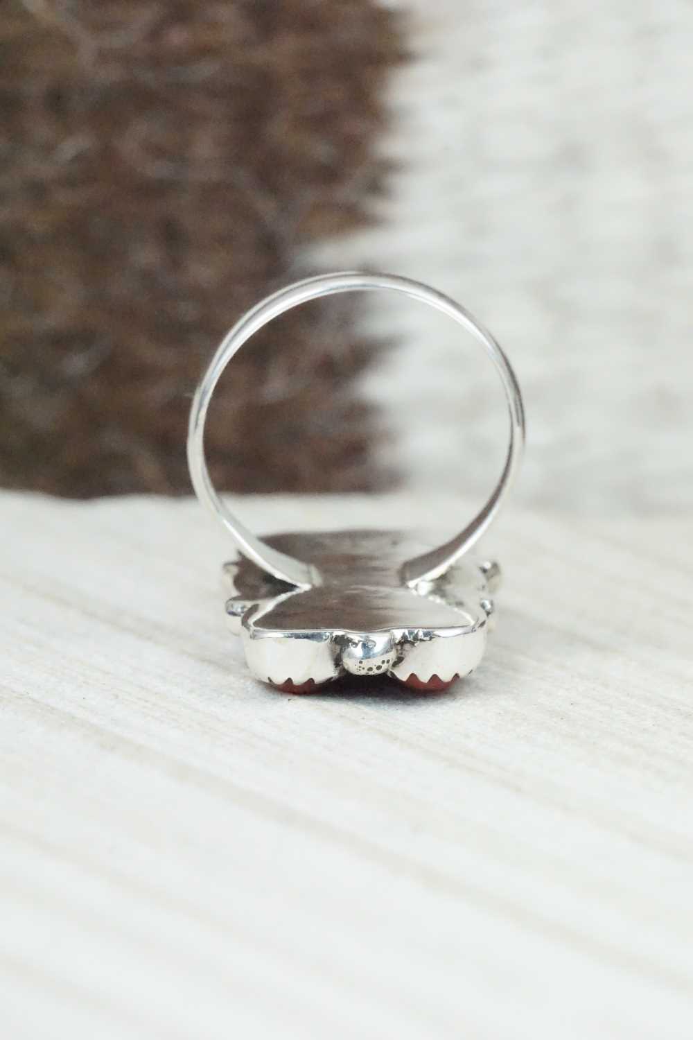 Coral & Sterling Silver Ring - Priscilla Reeder - Size 7