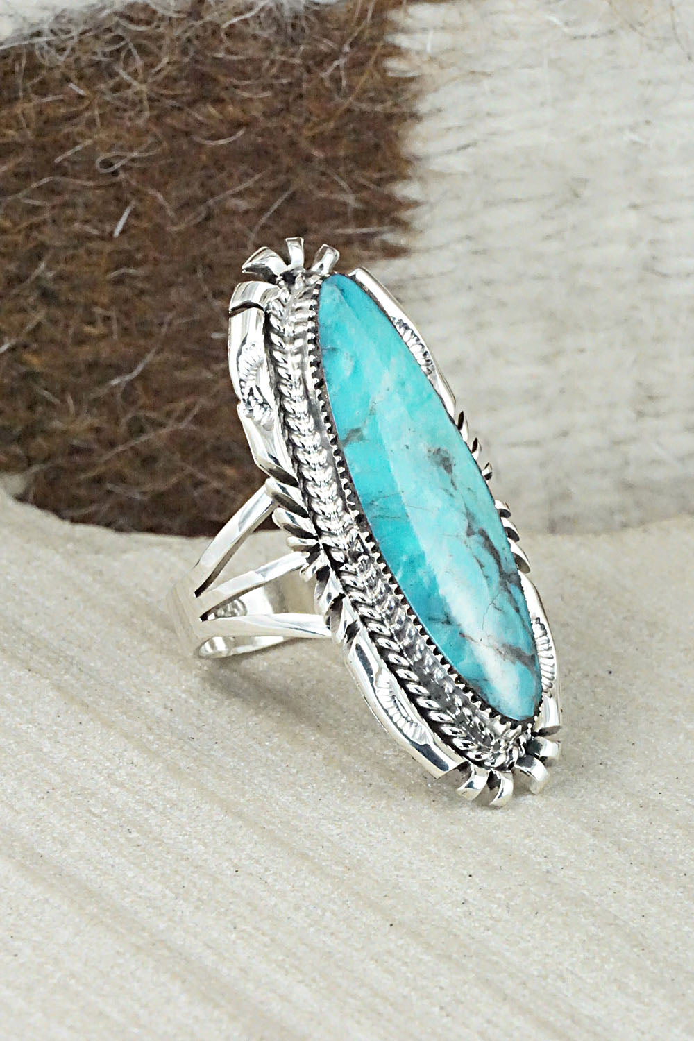Turquoise & Sterling Silver Ring - Marie Jones - Size 8.75