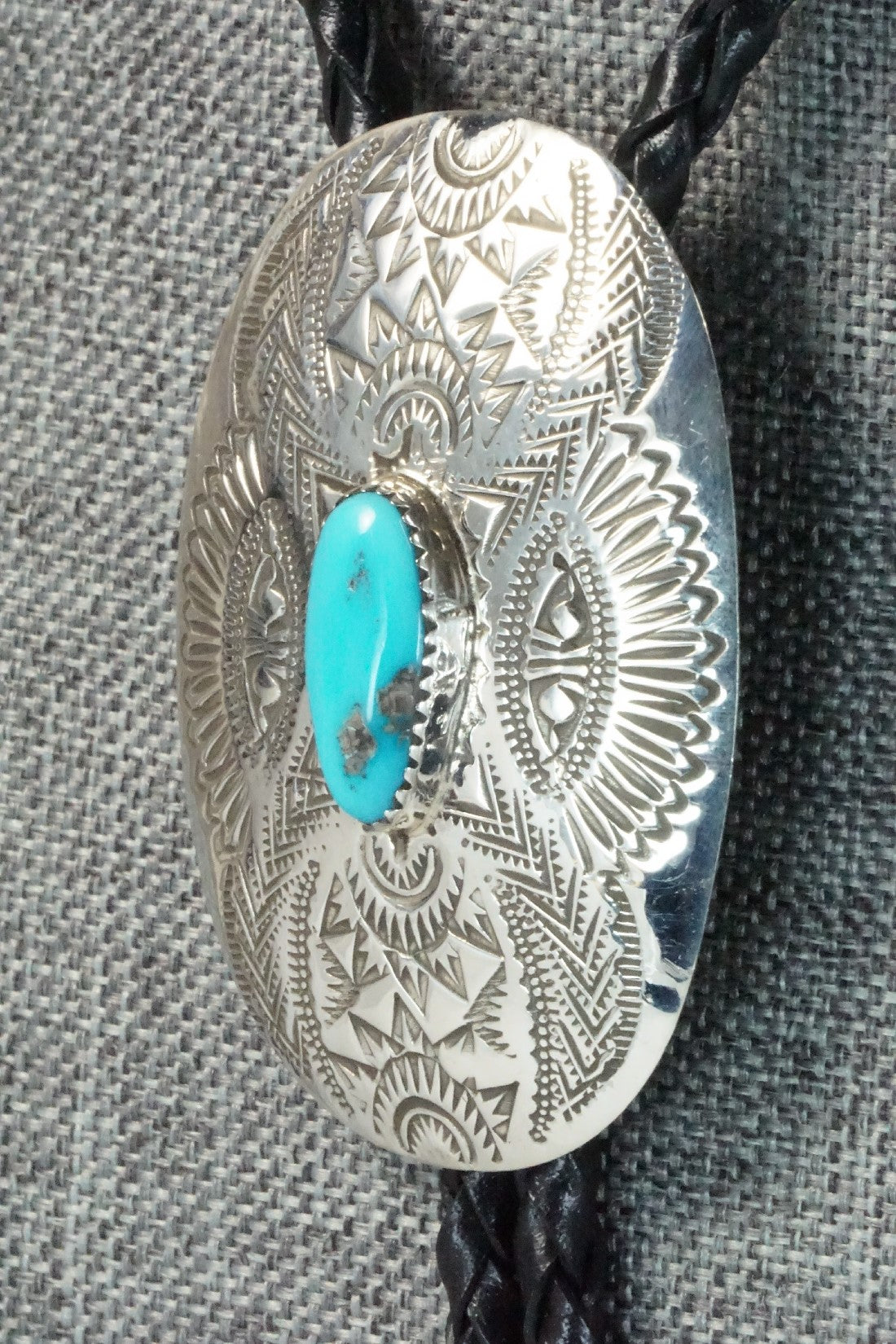 Turquoise & Sterling Silver Bolo Tie - Shirley Skeets