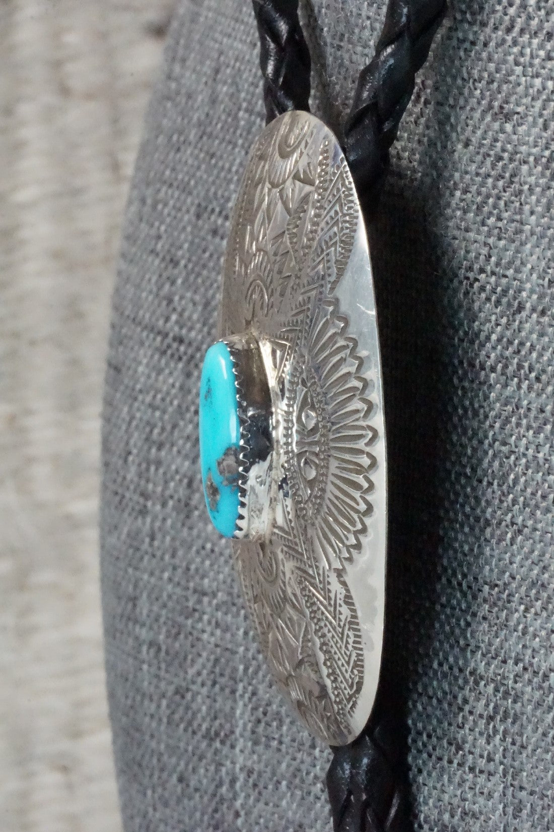 Turquoise & Sterling Silver Bolo Tie - Shirley Skeets