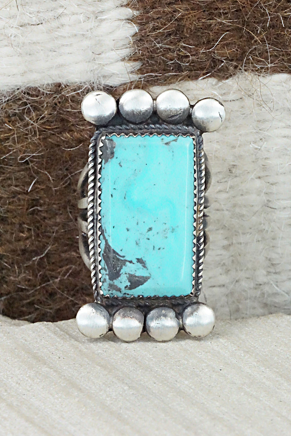 Turquoise and Sterling Silver Ring - Martha Cayatineto - Size 6.5