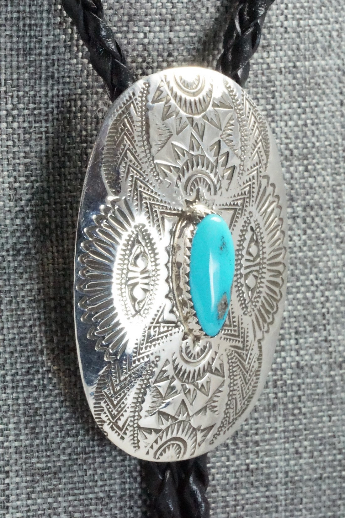 Turquoise & Sterling Silver Bolo Tie - Shirley Skeets