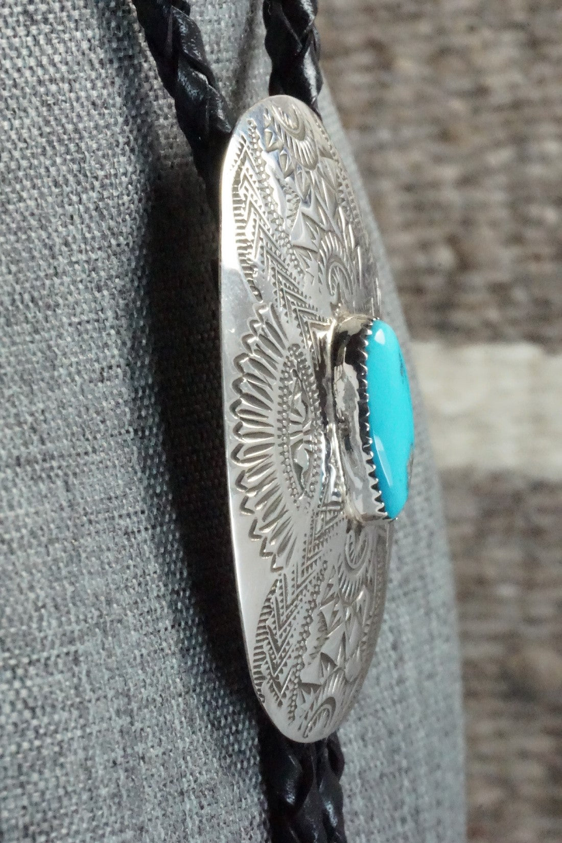 Turquoise & Sterling Silver Bolo Tie - Shirley Skeets