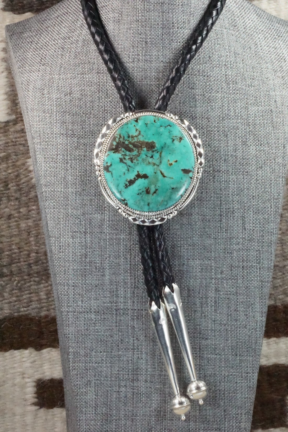 Turquoise & Sterling Silver Bolo Tie - Kenny Calavaza