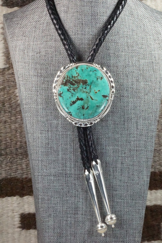 Turquoise & Sterling Silver Bolo Tie - Kenny Calavaza